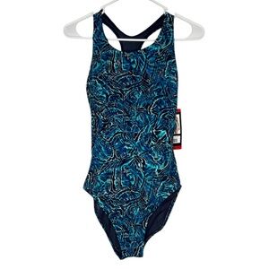 TYR Women's One Piece Blue & Black Swimsuit NWT Size Medium